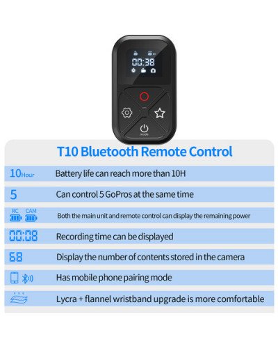 TELESIN Bluetooth Remote Control for GoPro HERO 12/11/10/9/8 & MAX 360