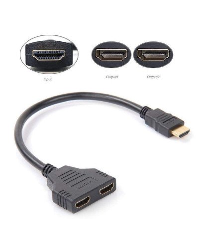 HDMI Male To Dual HDMI Female 1 To 2 Way Splitter