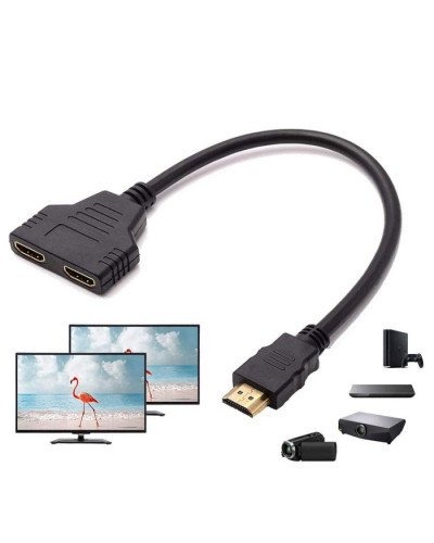 HDMI Male To Dual HDMI Female 1 To 2 Way Splitter