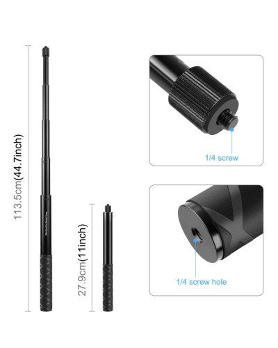 PULUZ Rotary Handle Desktop Tripod Stand 110cm Selfie Stick Monopod for Action Camera/Mobile/Insta360 X3/X4