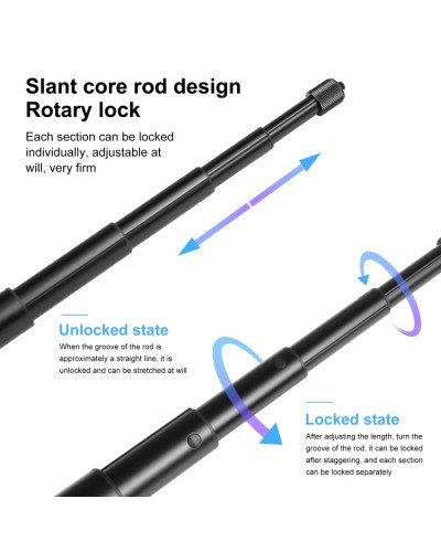 PULUZ Rotary Handle Desktop Tripod Stand 110cm Selfie Stick Monopod for Action Camera/Mobile/Insta360 X3/X4