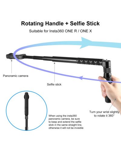 PULUZ Rotary Handle Desktop Tripod Stand 110cm Selfie Stick Monopod for Action Camera/Mobile/Insta360 X3/X4