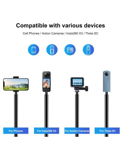 PULUZ Rotary Handle Desktop Tripod Stand 110cm Selfie Stick Monopod for Action Camera/Mobile/Insta360 X3/X4