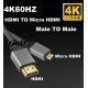 4K UHD HDMI TO MICRO HDMI 1M Cable 4K UHD HDMI TO MICRO HDMI 1M Cable