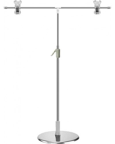 Adjustable T-Shape Photography Backdrop Stand with Clamps Stainless Steel Floor Mount