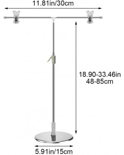Adjustable T-Shape Photography Backdrop Stand with Clamps Stainless Steel Floor Mount