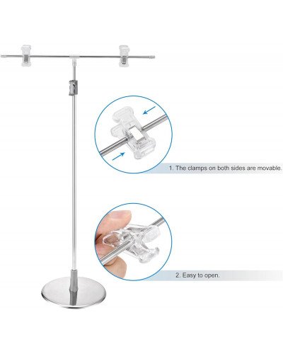 Adjustable T-Shape Photography Backdrop Stand with Clamps Stainless Steel Floor Mount Adjustable T-Shape Photography Backdrop Stand with Clamps Stainless Steel Floor Mount