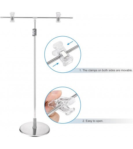 Adjustable T-Shape Photography Backdrop Stand with Clamps Stainless Steel Floor Mount