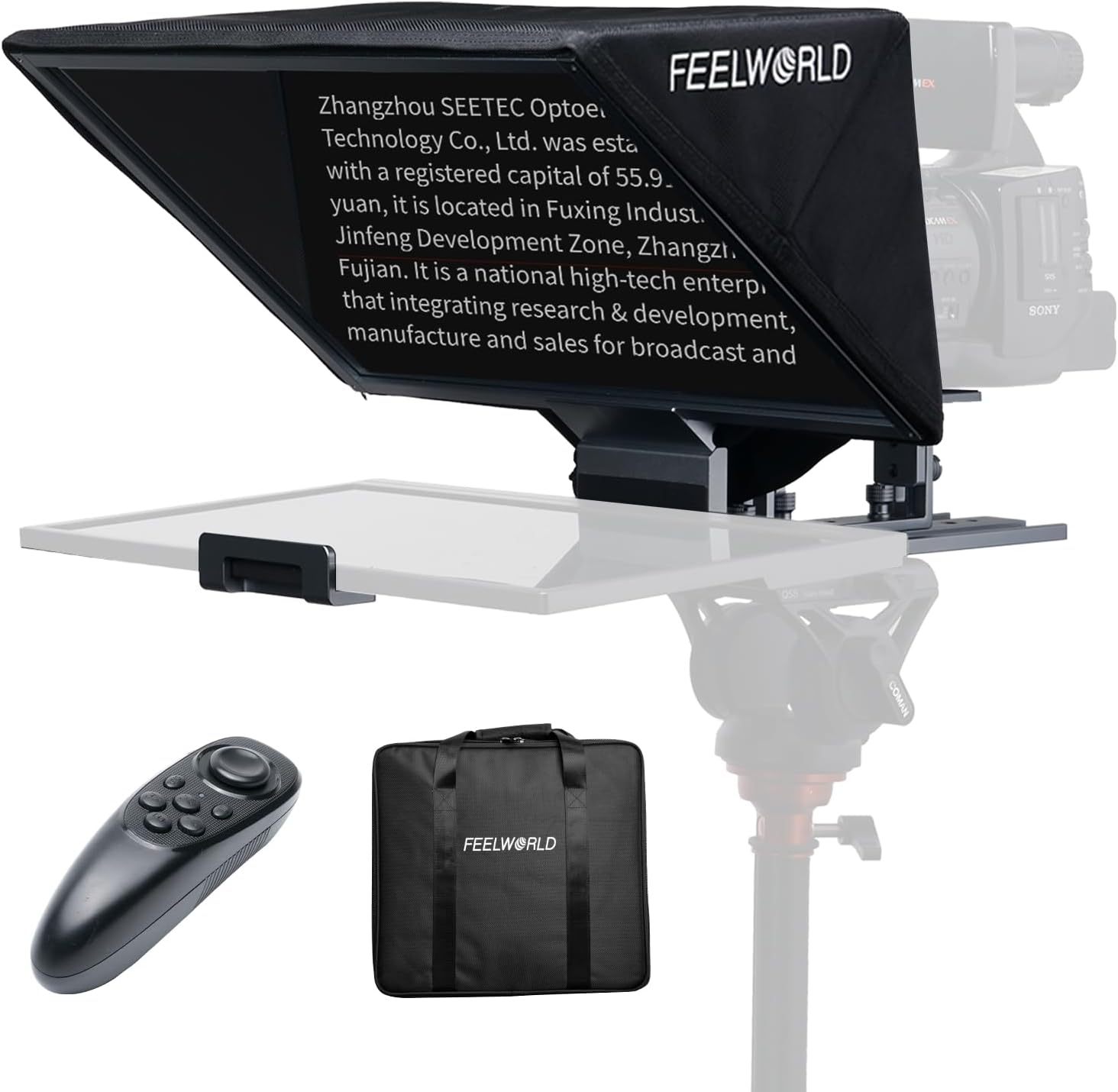 FEELWORLD TP16 16 Inch Folding Teleprompter Supports up to 16" Tablet Horizontal Vertical Prompting