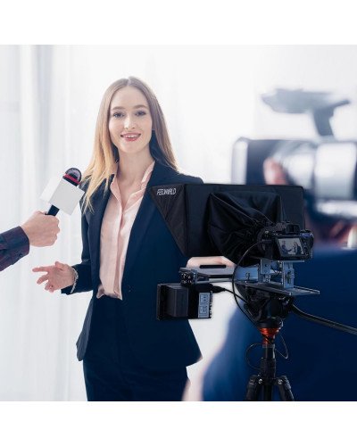 FEELWORLD TP16 16 Inch Folding Teleprompter Supports up to 16" Tablet Horizontal Vertical Prompting