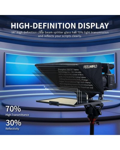 FEELWORLD TP16 16 Inch Folding Teleprompter Supports up to 16" Tablet Horizontal Vertical Prompting