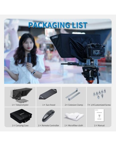 FEELWORLD TP16 16 Inch Folding Teleprompter Supports up to 16" Tablet Horizontal Vertical Prompting