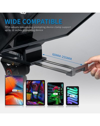 FEELWORLD TP16 16 Inch Folding Teleprompter Supports up to 16" Tablet Horizontal Vertical Prompting
