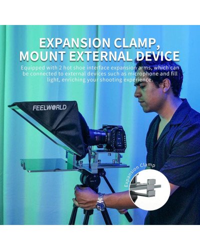 FEELWORLD TP16 16 Inch Folding Teleprompter Supports up to 16" Tablet Horizontal Vertical Prompting