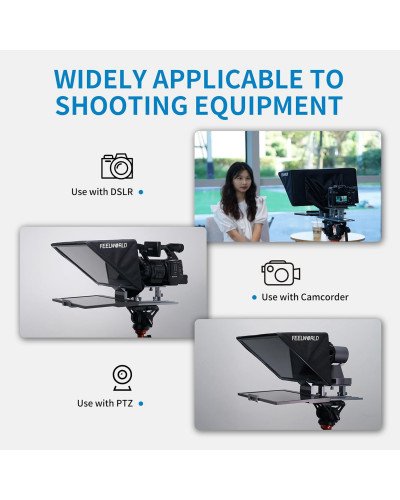 FEELWORLD TP16 16 Inch Folding Teleprompter Supports up to 16" Tablet Horizontal Vertical Prompting