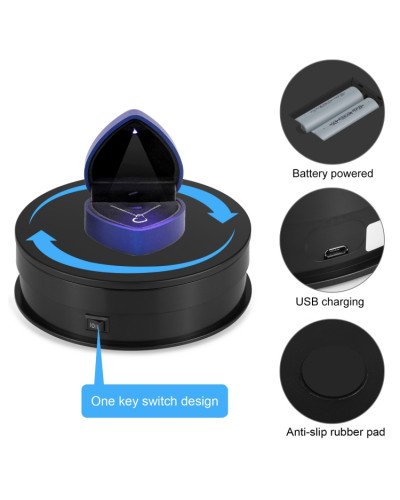 PULUZ 15cm Adjusting Speed Rotating Turntable Display Stand Load 3kg(Black)