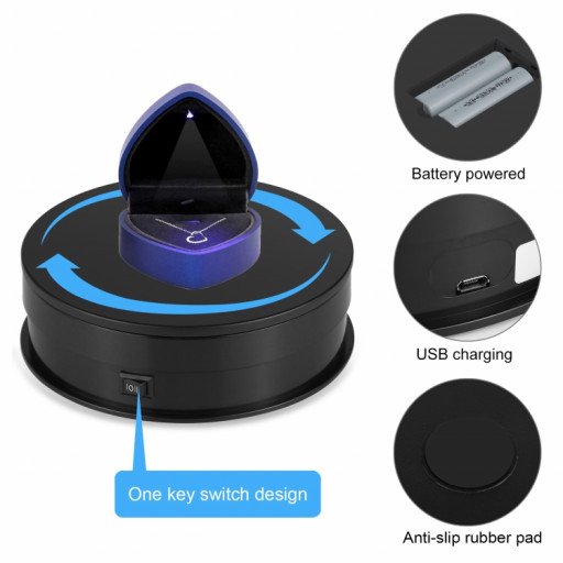 PULUZ 15cm Adjusting Speed Rotating Turntable Display Stand Load 3kg(Black)