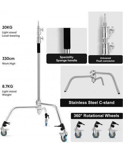 NiceFoto Y660IIB C-Light Stand with Casters