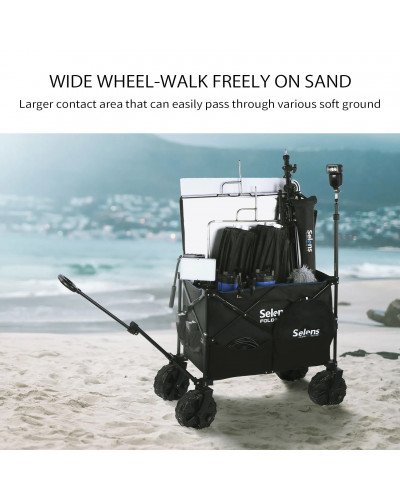 Selens Folding Outdoor Cart Beach Wagon with Big 360 Universal Wheels Storage bags for Photography Camping and Picnic