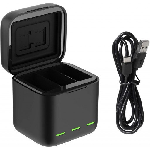 TELESIN 3-Channel Battery Charger & Storage Box for GoPro 9/10/11/12 Batteries