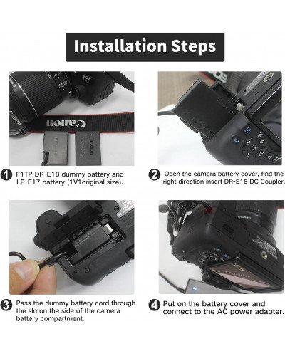 LP-E17 Dummy Battery ACK-E18 DR-E18 for Canon EOS R8 R10 77D 200D 250D 750D 760D 800D 850D 8000D RP