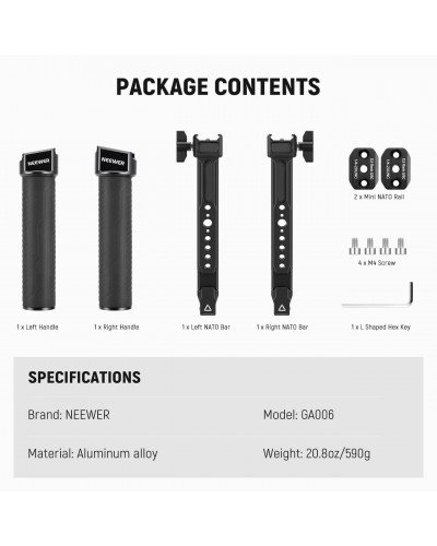 NEEWER GA006 Dual Handgrip for DJI RS4 RS4 Pro RS3 RS3 Pro RS2 RSC2 Ronin S SC Gimbal