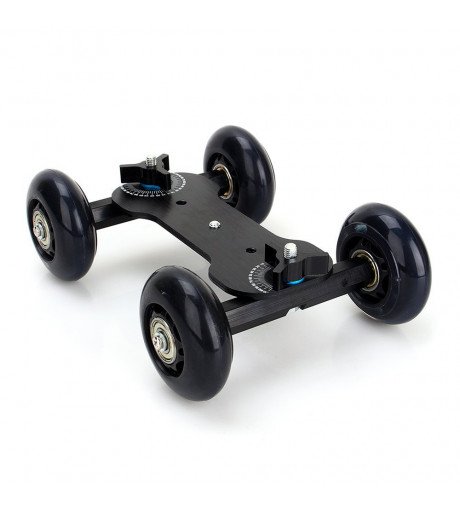 Camera Aluminum Slide Rail Car with Universal Camera Mount Screw, Black