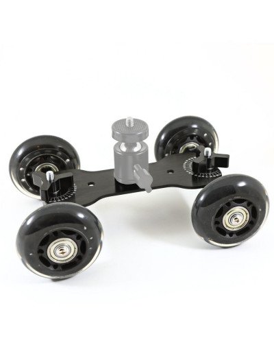 Camera Aluminum Slide Rail Car with Universal Camera Mount Screw, Black