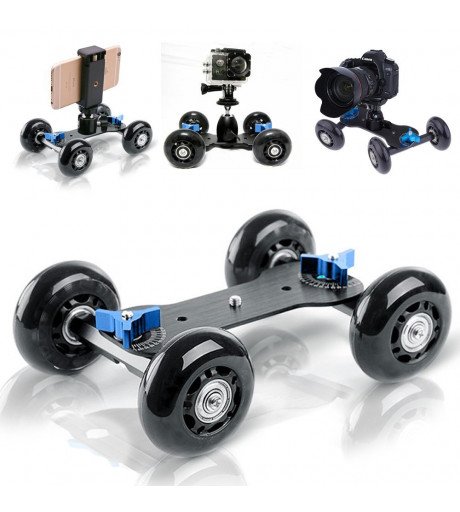 Camera Aluminum Slide Rail Car with Universal Camera Mount Screw, Black