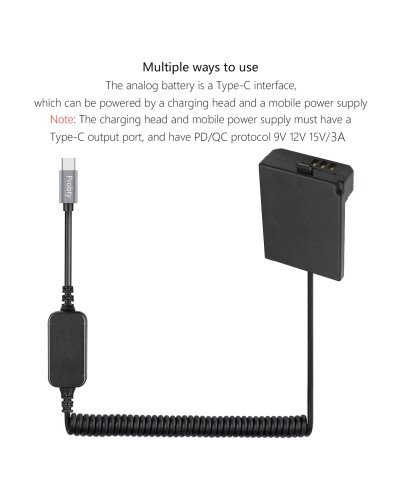 Type-C To LP-E10 LP E10 ACK-E10 DR-E10 Dummy Battery for Canon EOS 1100D 1200D 1300D 1500D 2000D 4000D