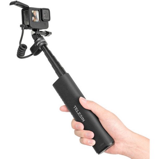 TELESIN Rechargeable Selfie Stick for Action Cameras & Smartphones