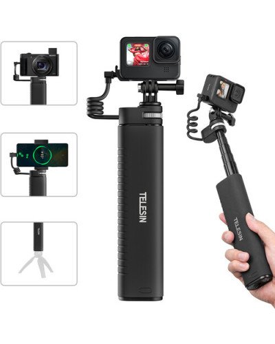 TELESIN Rechargeable Selfie Stick for Action Cameras & Smartphones