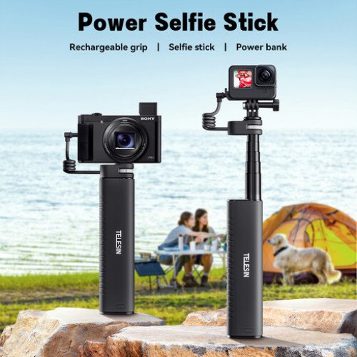 TELESIN Rechargeable Selfie Stick for Action Cameras & Smartphones