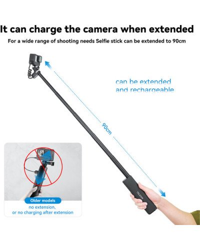 TELESIN Rechargeable Selfie Stick for Action Cameras & Smartphones