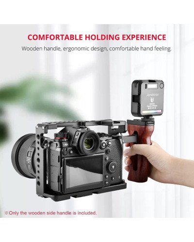 Universal Camera Cage Wooden Handle Left/Right Side Hand Grip