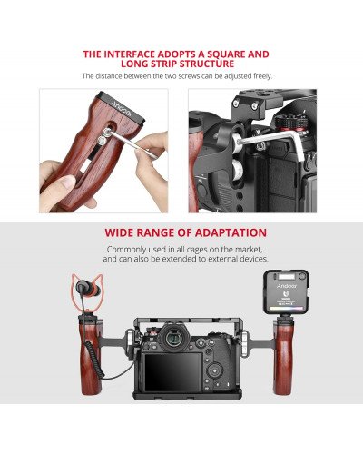 Universal Camera Cage Wooden Handle Left/Right Side Hand Grip