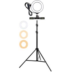 16cm LED Ring Vlogging Photography Video Lights with Mobile Clamp&amp;Light Stand