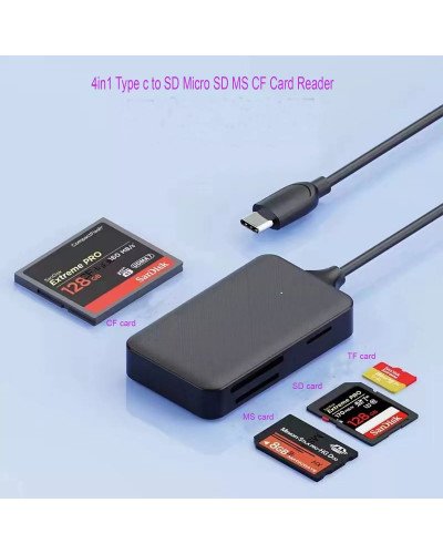 4in1 USB/Type C SD Micro SD TF CF MS Memory Card Reader Adapter