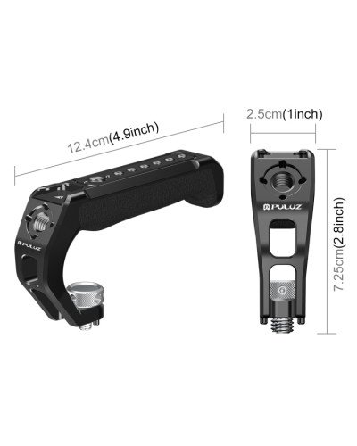 PULUZ Arri Metal Silicone Top Handle with Cold Shoe Mount for Mirrorless Camera Cage Stabilizer