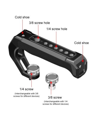 PULUZ Arri Metal Silicone Top Handle with Cold Shoe Mount for Mirrorless Camera Cage Stabilizer