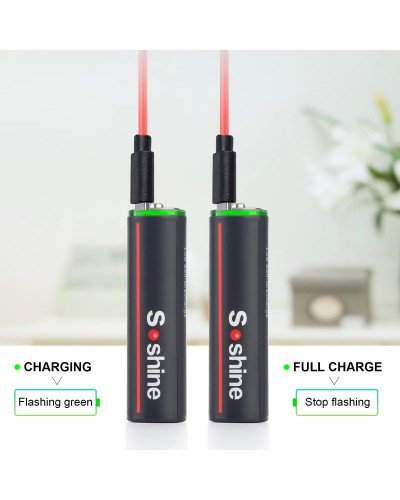 USB Type-C 2600mWh Lithium Battery AA 4Pc Rechargeable Batteries