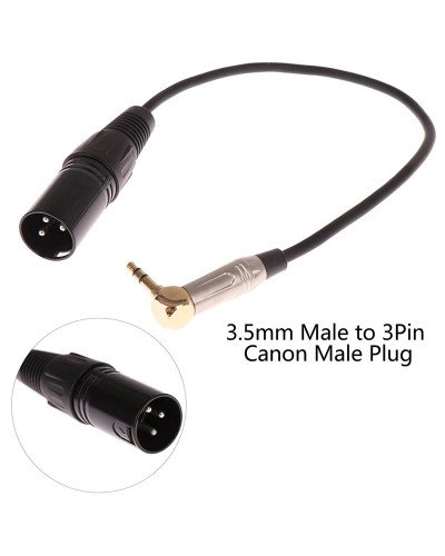 XLR Male to 3.5mm Adapter Cable 30cm Right Angle Microphone Cable