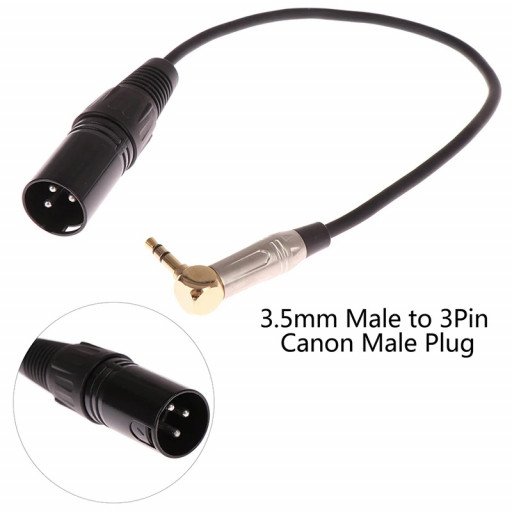 XLR Male to 3.5mm Adapter Cable 30cm Right Angle Microphone Cable