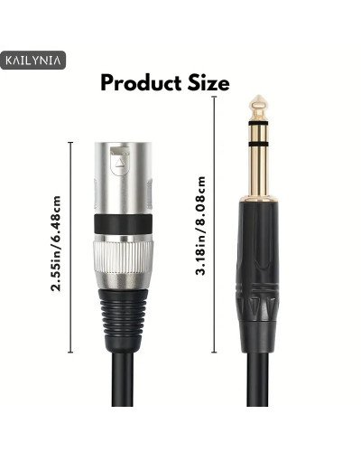 XLR Male To 6.5mm 1/4" TRS Male to XLR Male Balanced Audio Cable 2M XLR Male To 6.5mm 1/4" TRS Male to XLR Male Balanced Audio Cable 2M