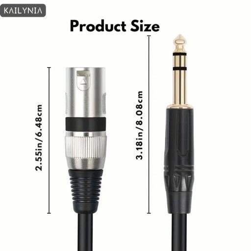 XLR Male To 6.5mm 1/4" TRS Male to XLR Male Balanced Audio Cable 5M