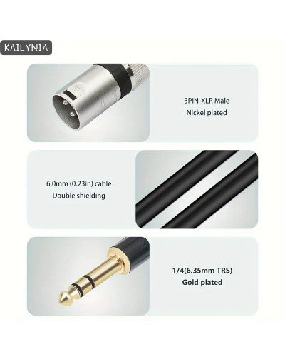 XLR Male To 6.5mm 1/4" TRS Male to XLR Male Balanced Audio Cable 2M XLR Male To 6.5mm 1/4" TRS Male to XLR Male Balanced Audio Cable 2M