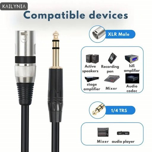 XLR Male To 6.5mm 1/4" TRS Male to XLR Male Balanced Audio Cable 2M XLR Male To 6.5mm 1/4" TRS Male to XLR Male Balanced Audio Cable 2M