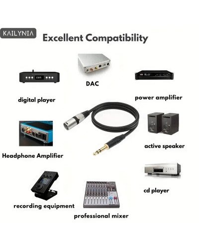 XLR Male To 6.5mm 1/4" TRS Male to XLR Male Balanced Audio Cable 5M