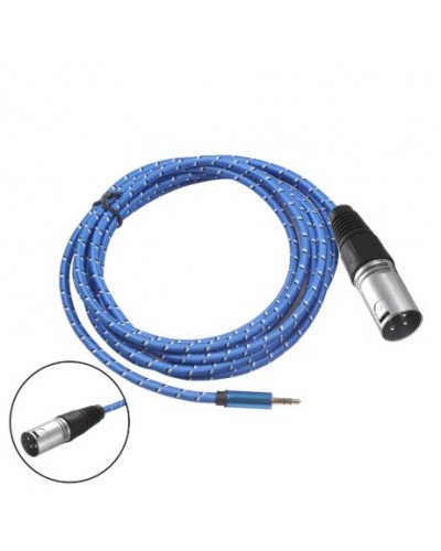 XLR Male To 3.5mm Stereo Plug to XLR 3Pin Male Aluminium Alloy Case Cable for Sound Card 3M