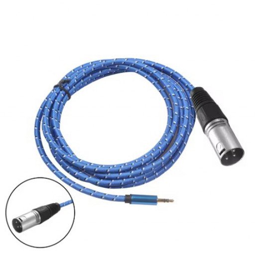 XLR Male To 3.5mm Stereo Plug to XLR 3Pin Male Aluminium Alloy Case Cable for Sound Card 3M